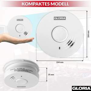 GLORIA R-10 Rauchwarnmelder mit 10- Jahres Lithium Batterie, Rauchmelder